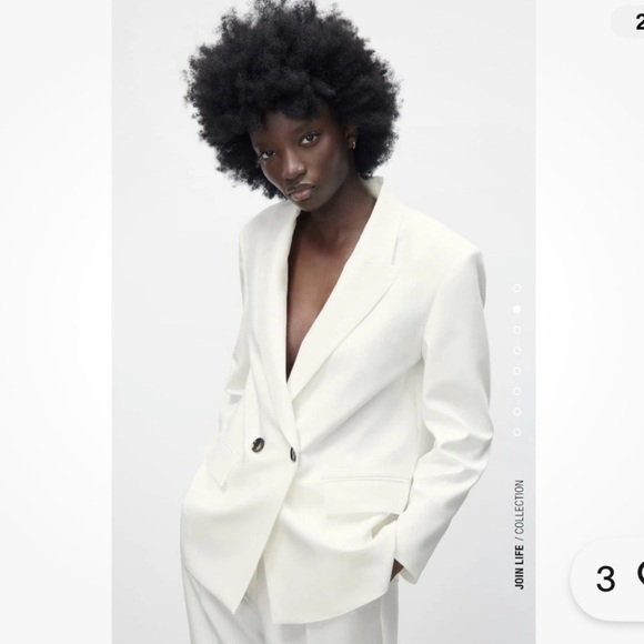 NWT ZARA White Double-Breasted Oversized Minimalist Blazer S Blogger Favourite - Picture 1 of 16